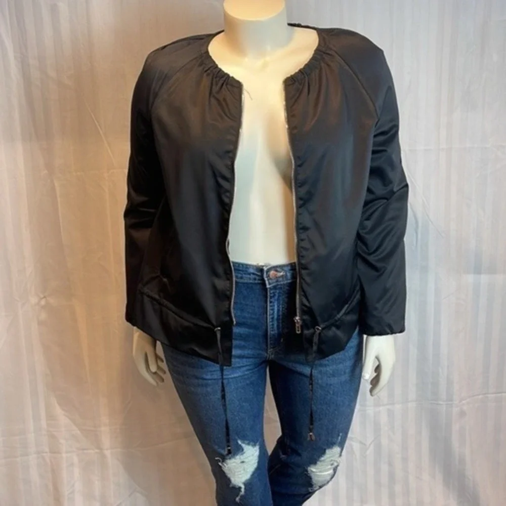 Meaneor Black‎ lightweight Water Resistant Zip Front Jacket Size XL